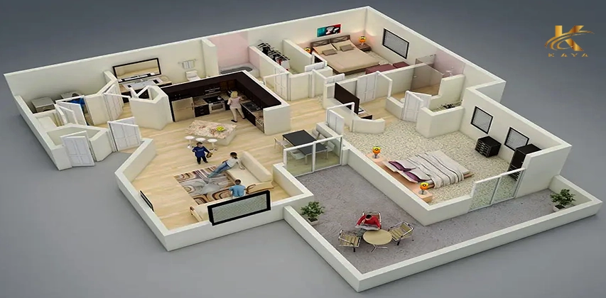 خرائط منازل حديثة 300 متر 3d