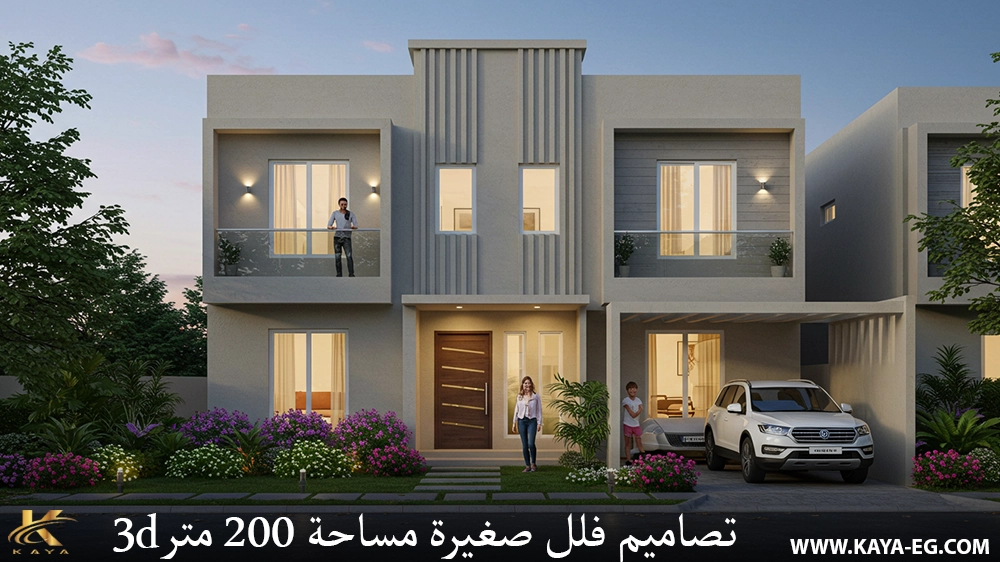 تصاميم فلل صغيرة مساحة 200 متر 3D