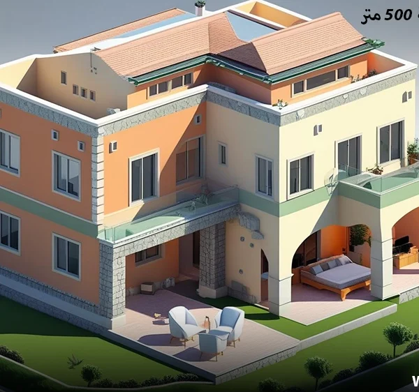 تصميم منزل مساحة 500 متر مربع دور واحد