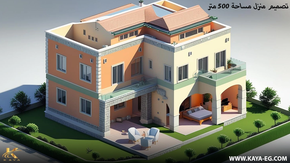 تصميم منزل مساحة 500 متر مربع دور واحد