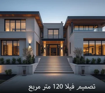 تصميم فيلا 120 متر مربع