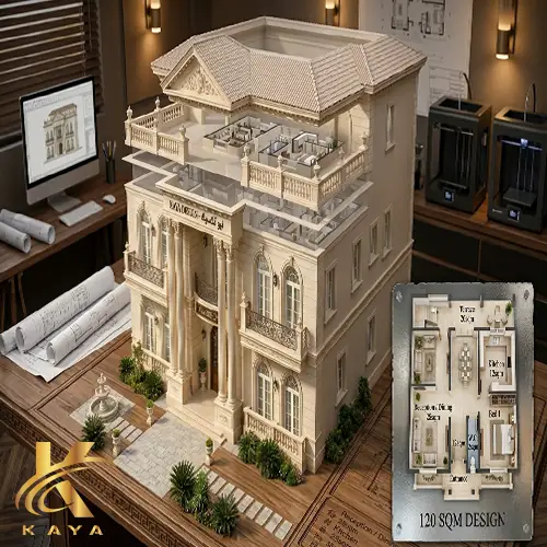 تصميم منزل 120 متر 3D