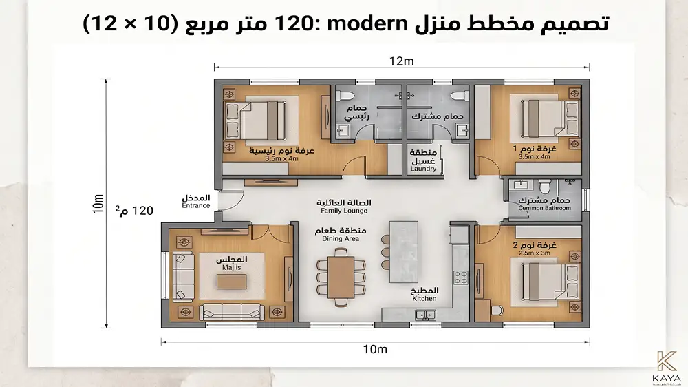 خرائط منازل 120 متر 10 × 12