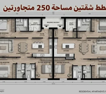 مخطط شقتين مساحة 250 متجاورتين