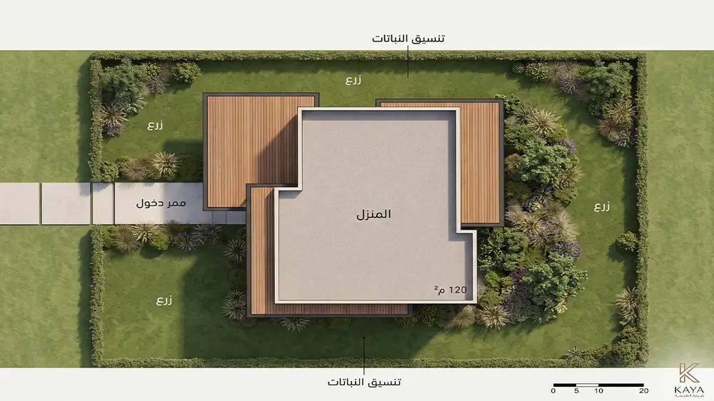 مخطط منزل 120 متر بواجهة واحدة